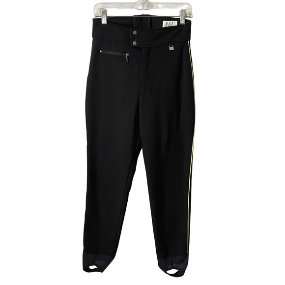 NILS Pants - Nils Schoeller Black Neon Stirrup Ski Pants Womens 8 Regular